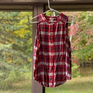LUCKY BRAND - Sleeveless Western Plaid Button Up